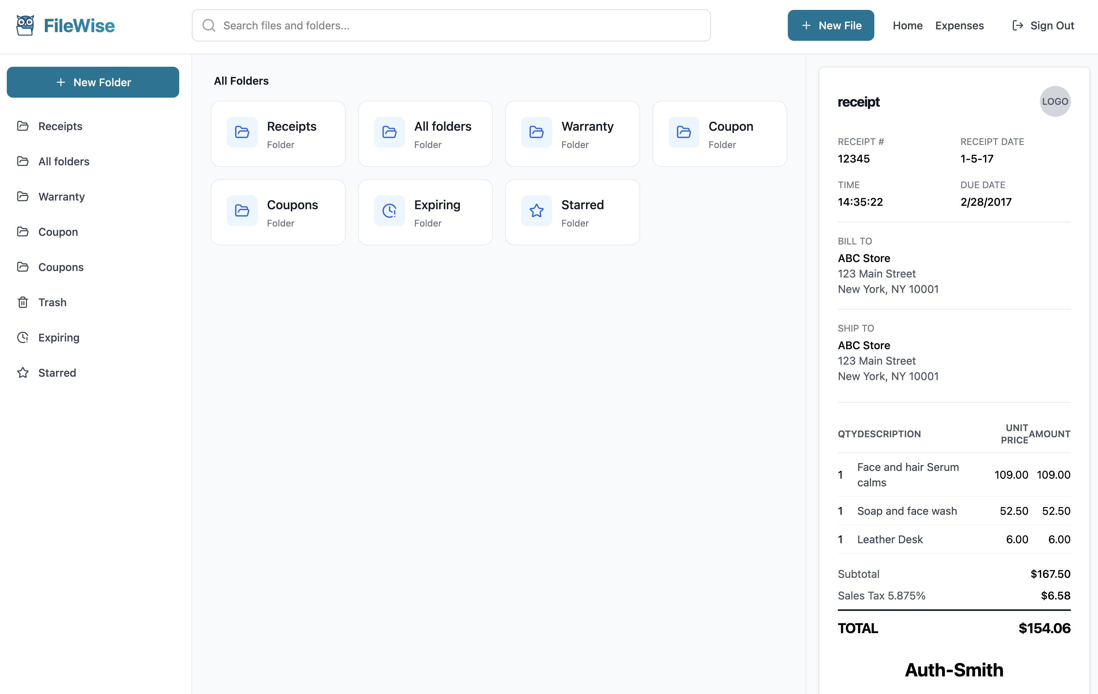 FileWise Dashboard Preview
